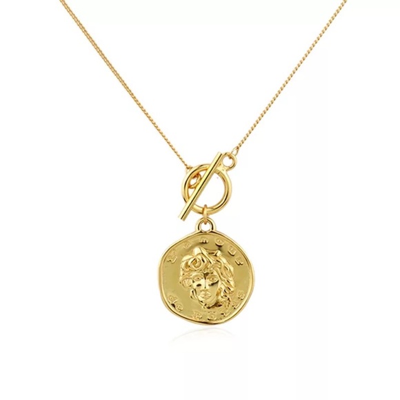 Handmade gold Coin medallion - Sterling silver, non tarnish, hypoallergenic - Picture 2 of 4